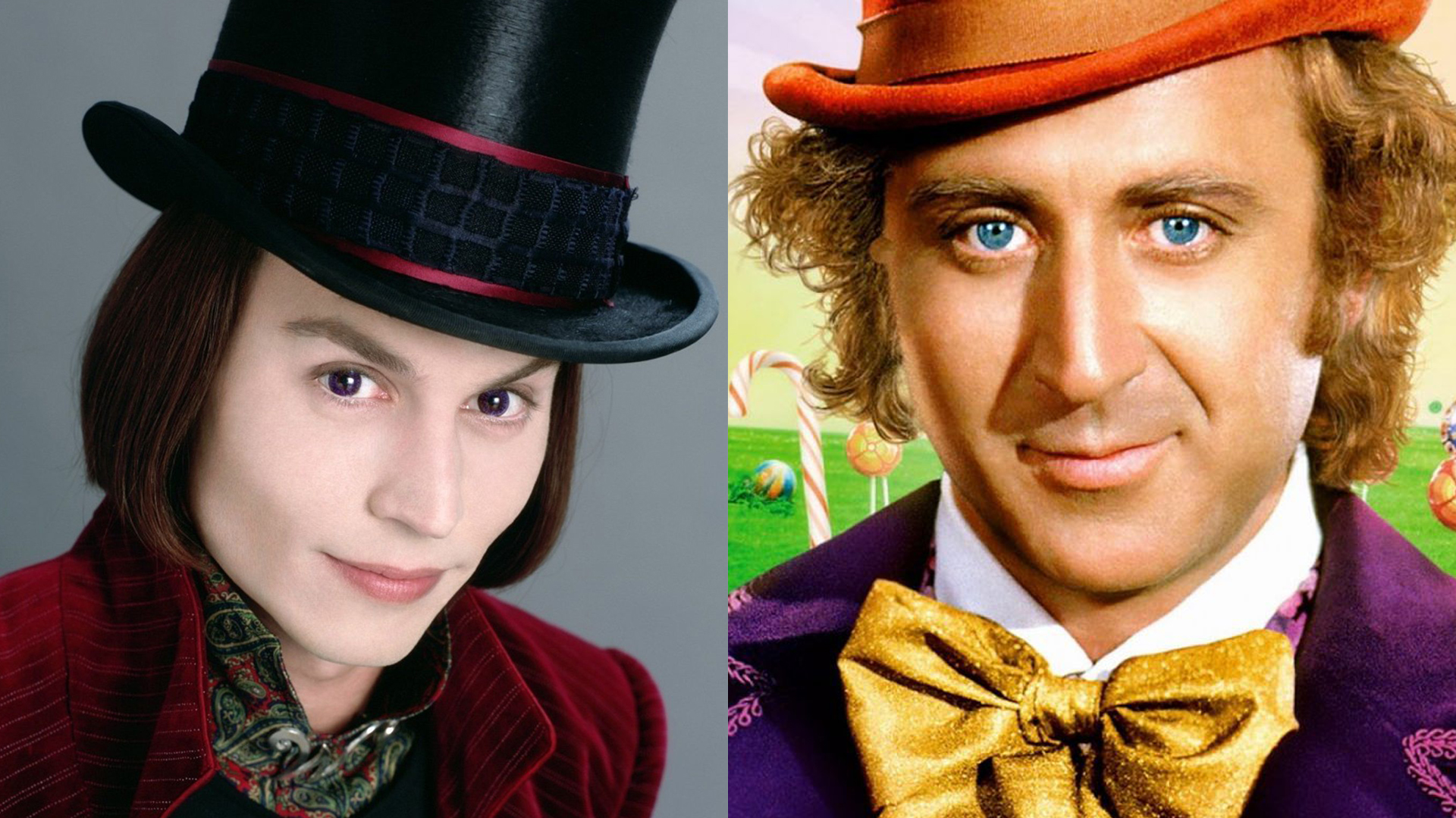 Johnny Depp y Gene Wilder como Willy Wonka