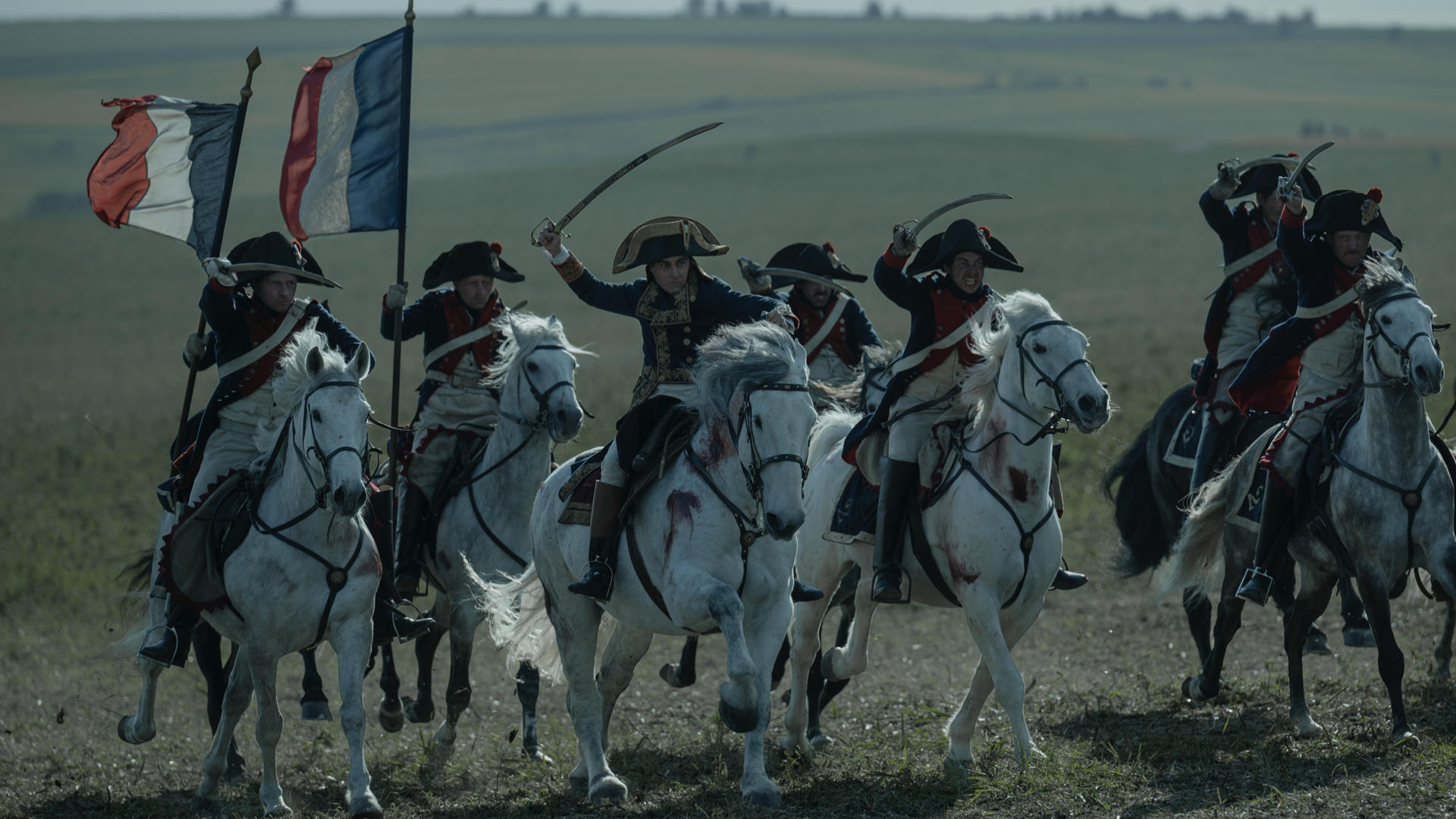 Joaquin Phoenix como Napoleón Bonaparte en Napoleon de Ridley Scott