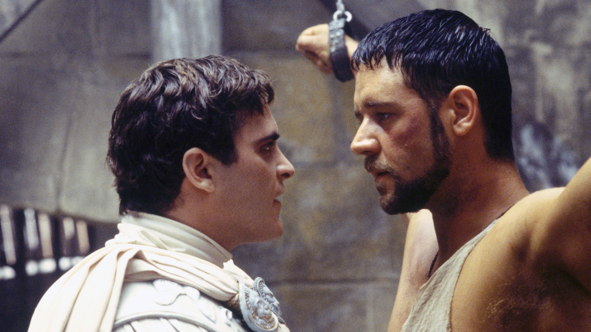 Russell Crowe y Joaquin Phoenix en Gladiador