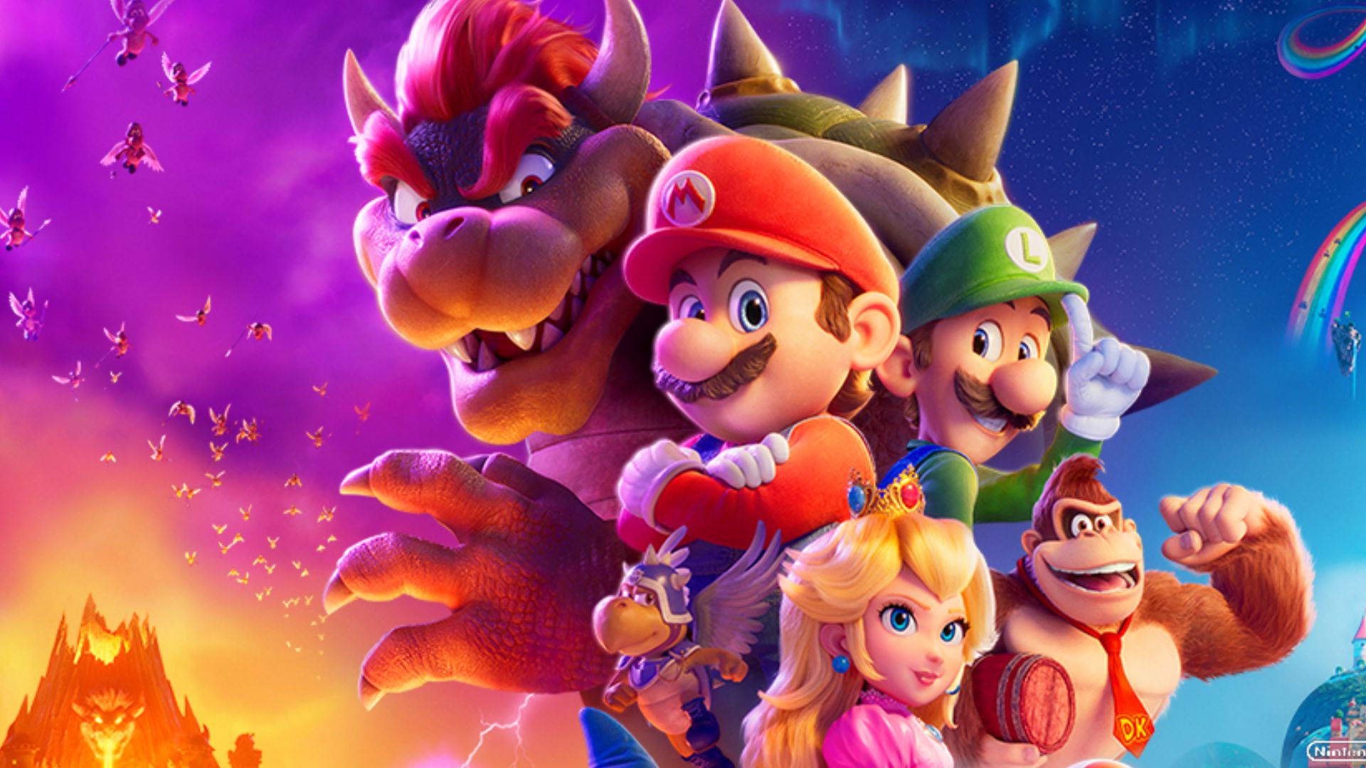 poster de super Mario bros la pelicula promocional todos los personajes