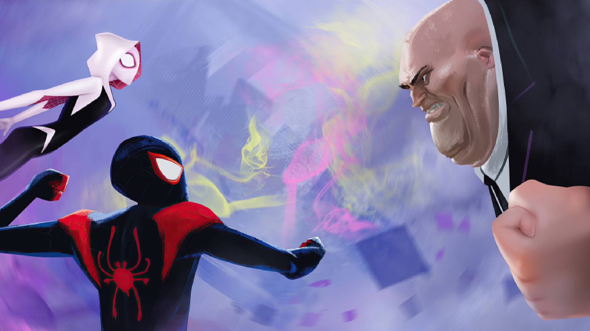 Miles Morales y Gwen Stacy contra Kingpin en Spider-Man Un nuevo universo
