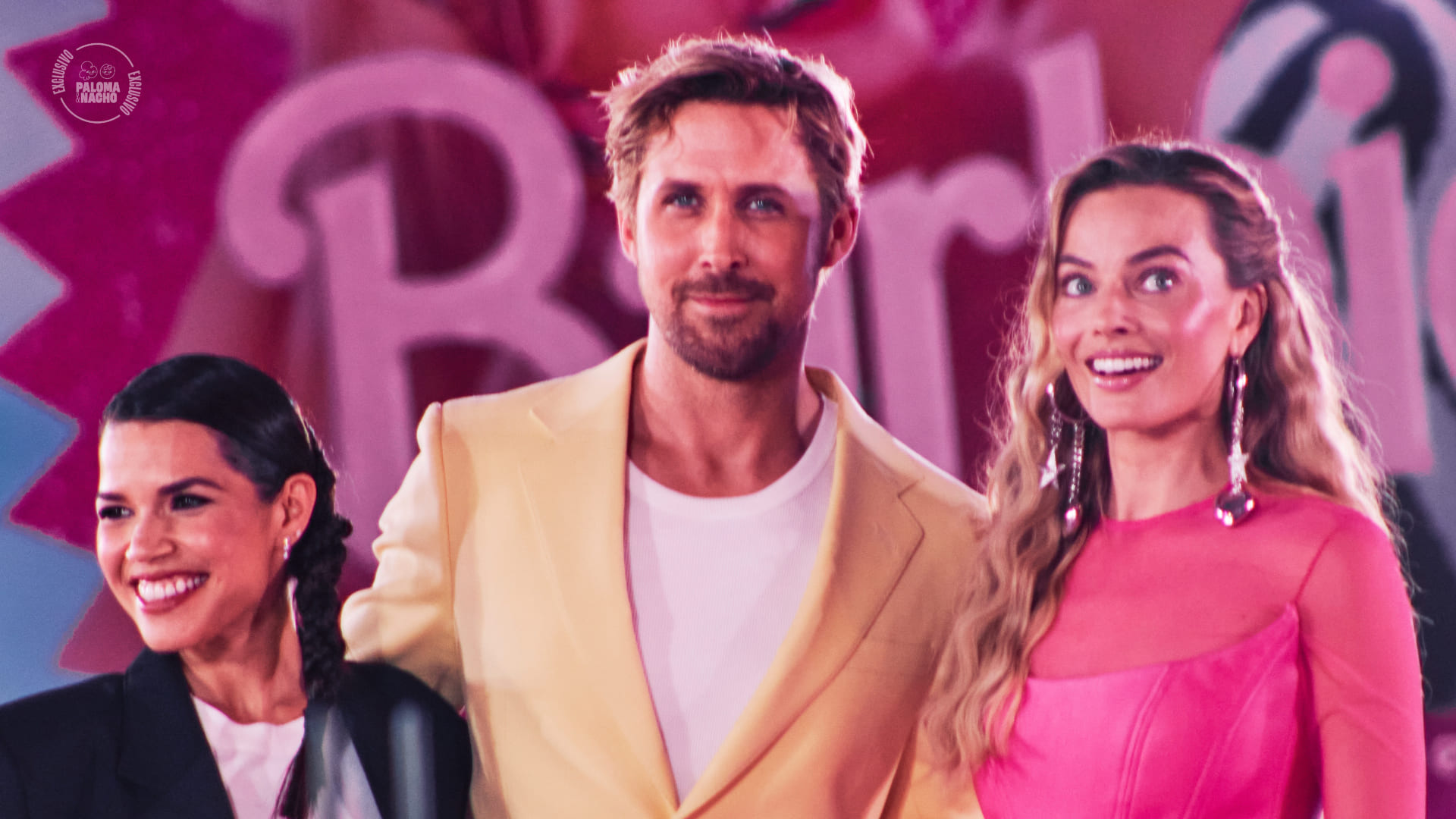 Ryan Gosling Margot Robbie y America Ferrera en la Ciudad de México Barbie
