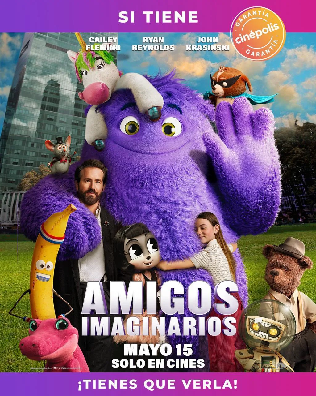 Amigos imaginarios película póster con Garantía Cinépolis