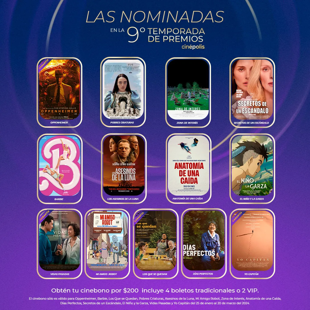 Películas nominadas para ver en Cinépolis Oscar 2024