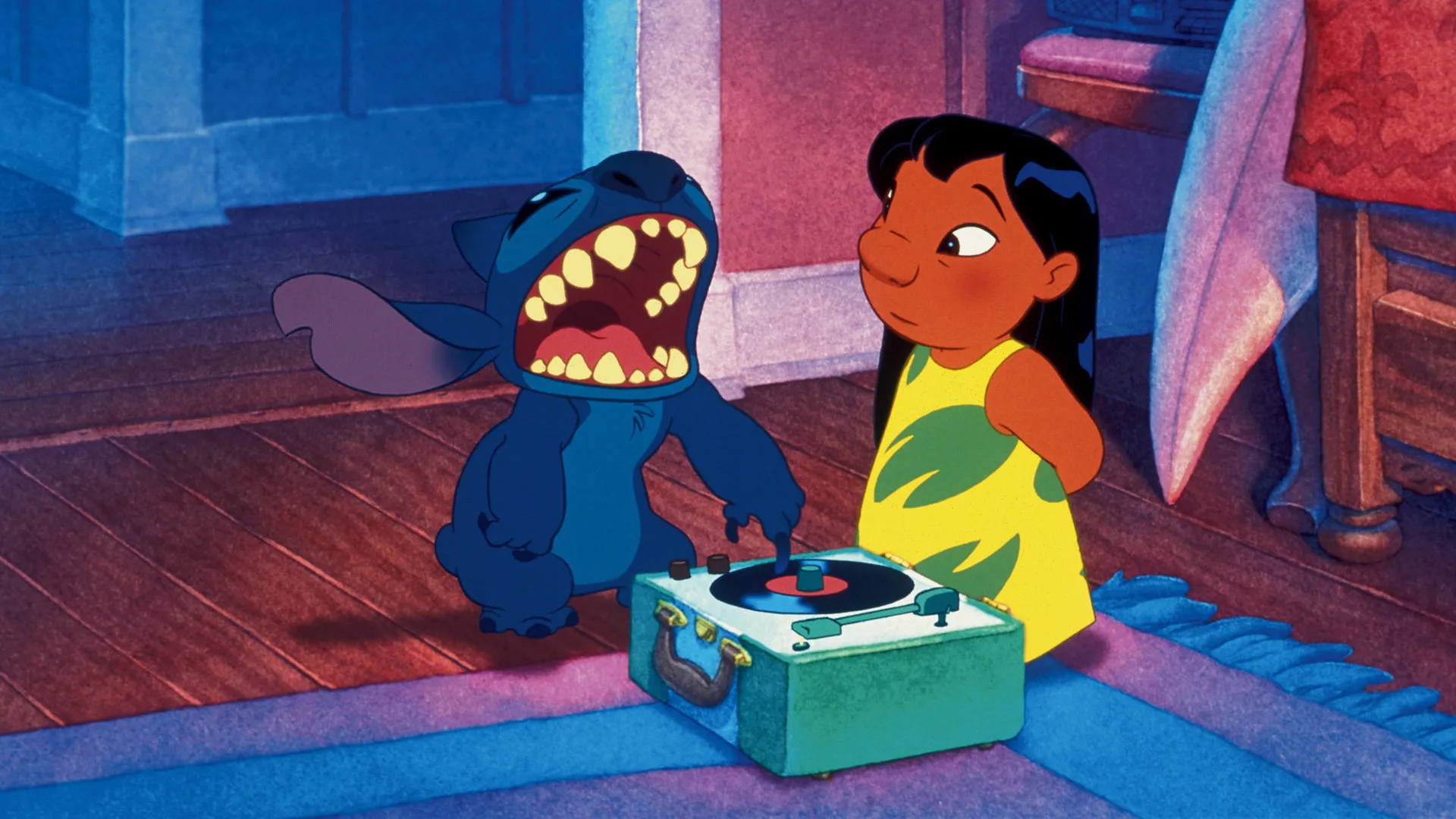 Lilo y Stitch escena tocadiscos