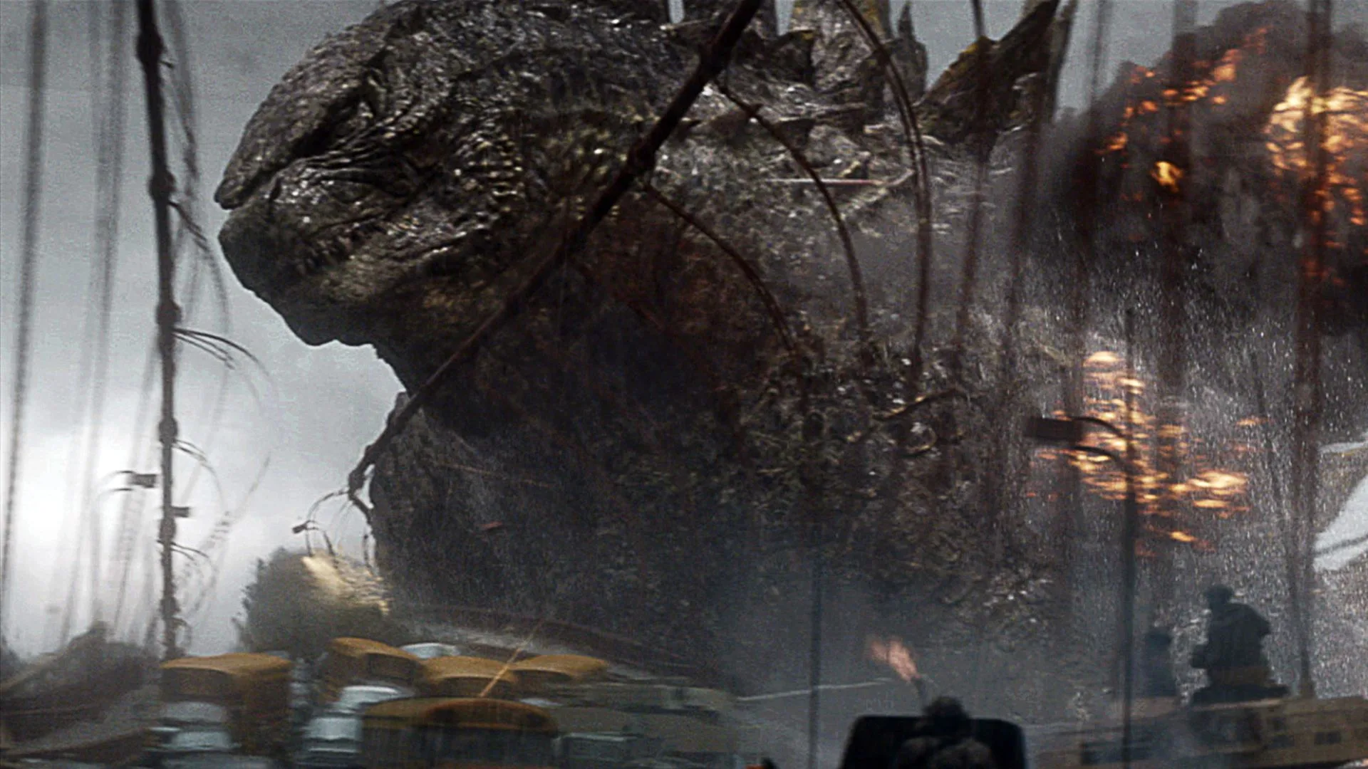 Godzilla destruyendo un puente en San Francisco