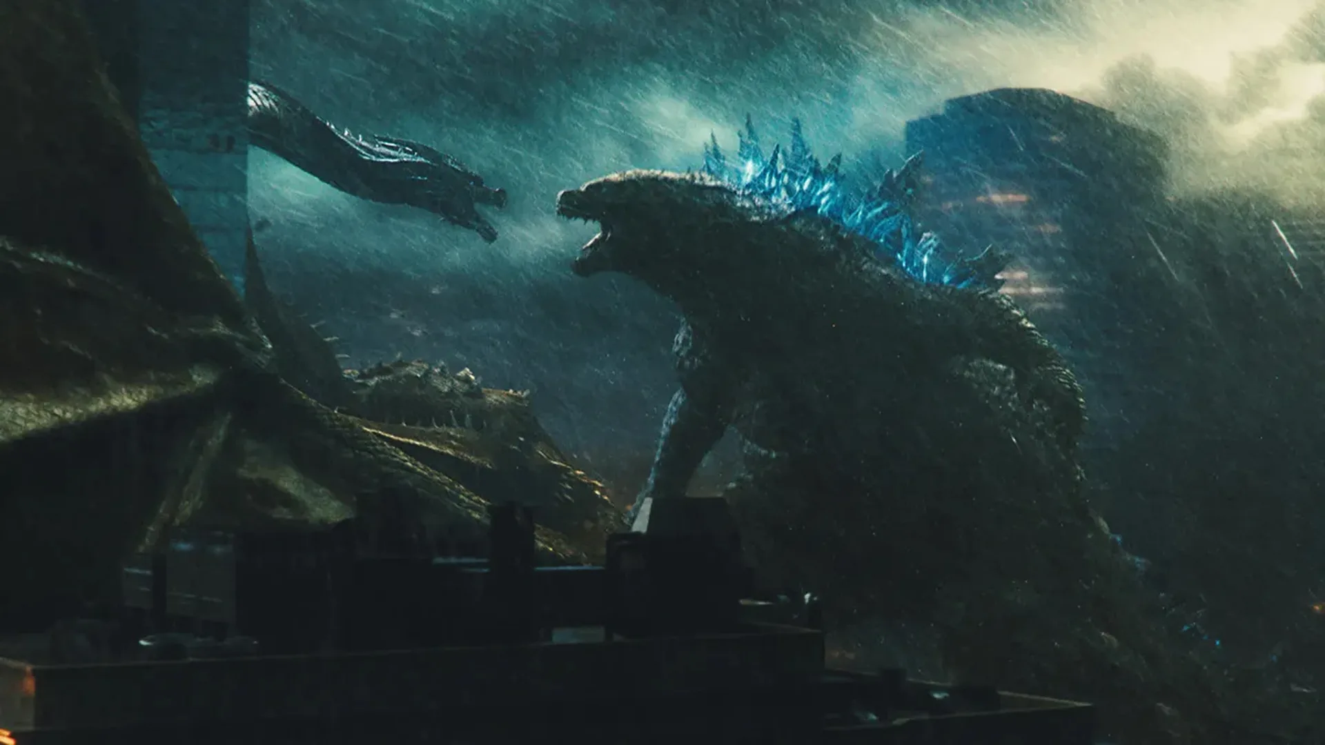 Godzilla peleando contra Ghidorah