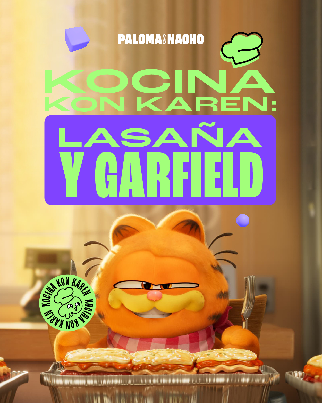Cocina lasaña con Garfield