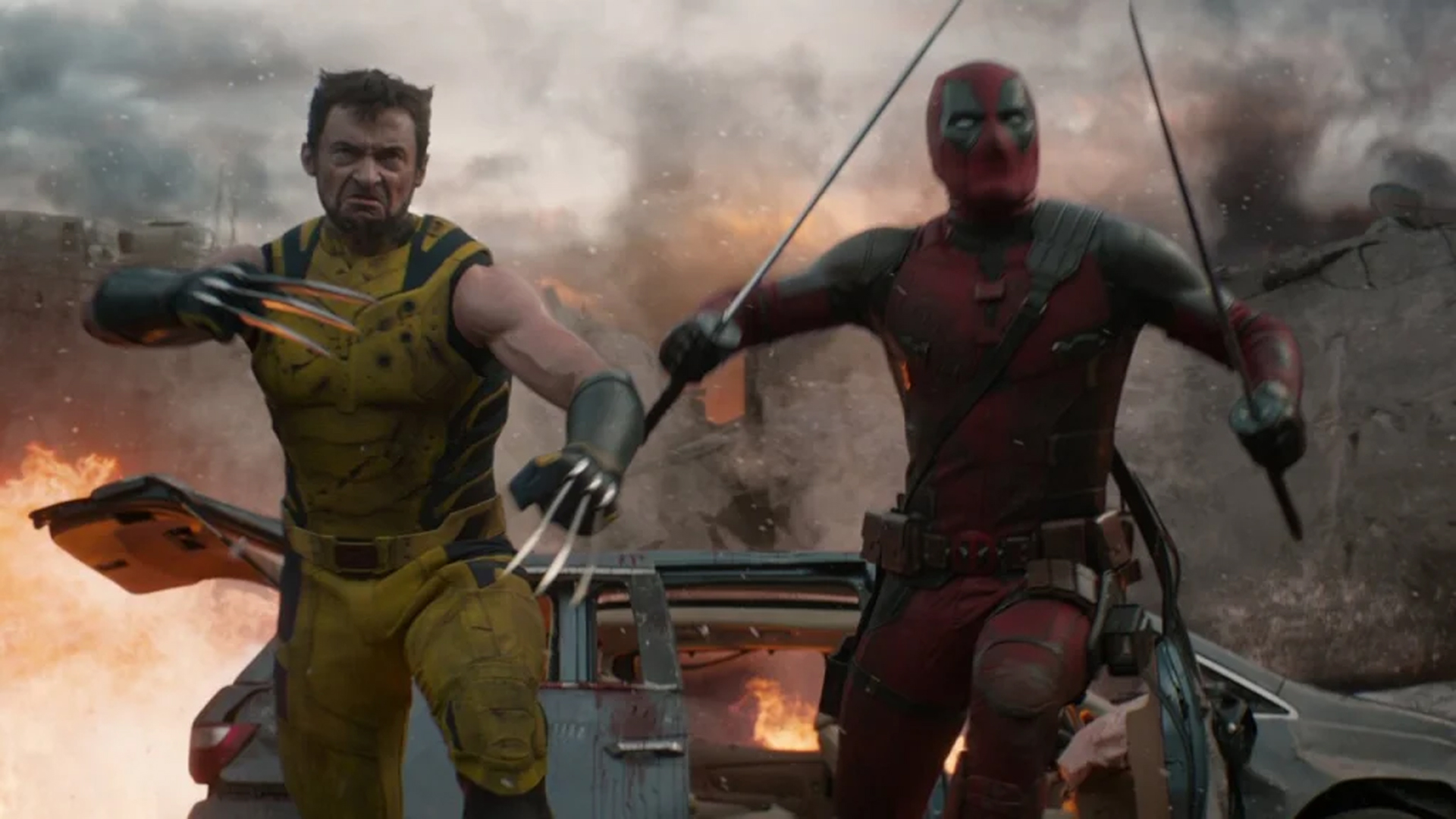 Deadpool y Wolverine saltando al portal