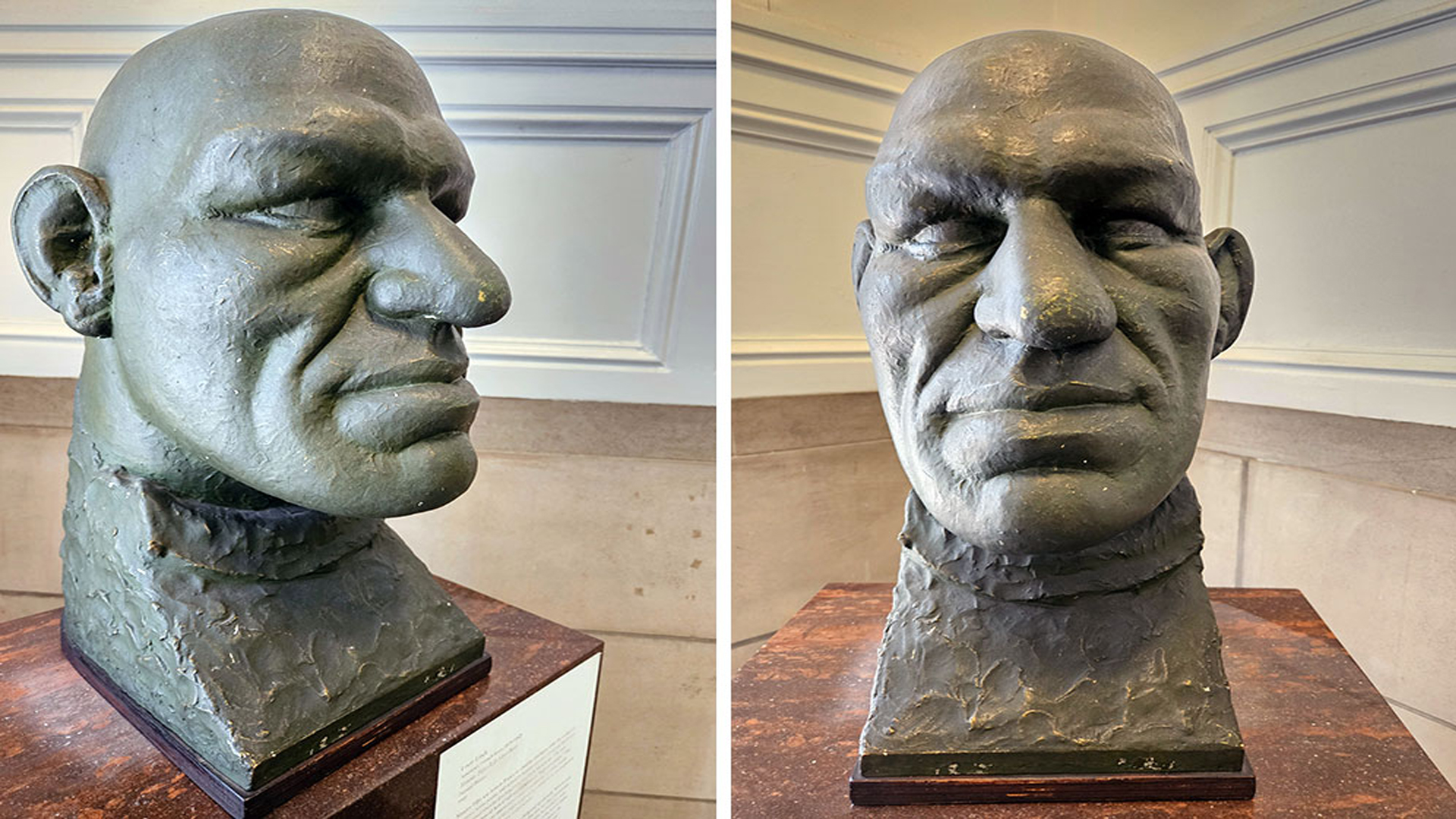 Maurice Tillet, inspiración de Shrek, busto en un museo