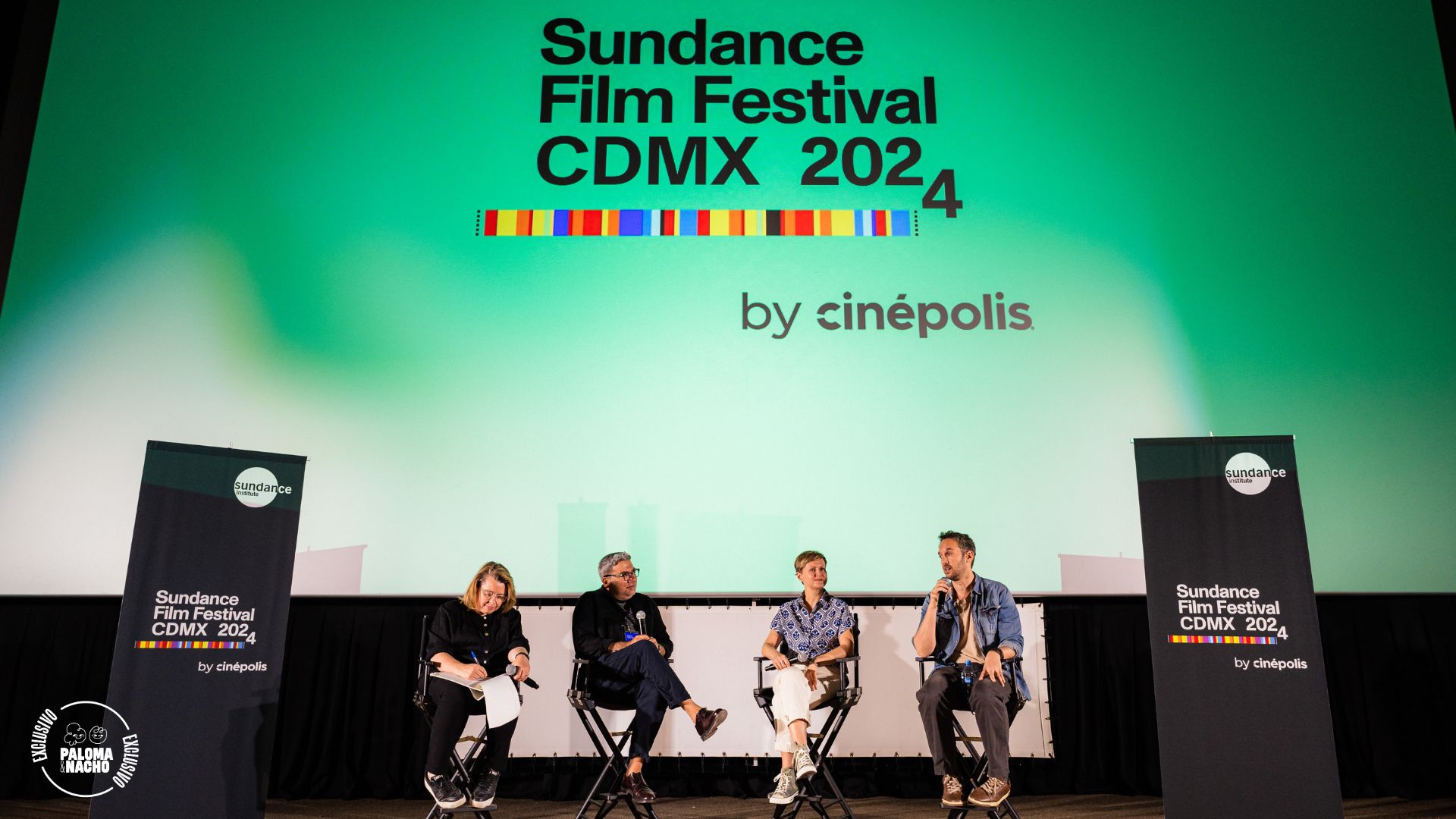 Jeff Zimbalist y Maria Bukhoninan la sesión de Q&A de Skywalkers: A Love Story en Sundance CDMX 2024  
