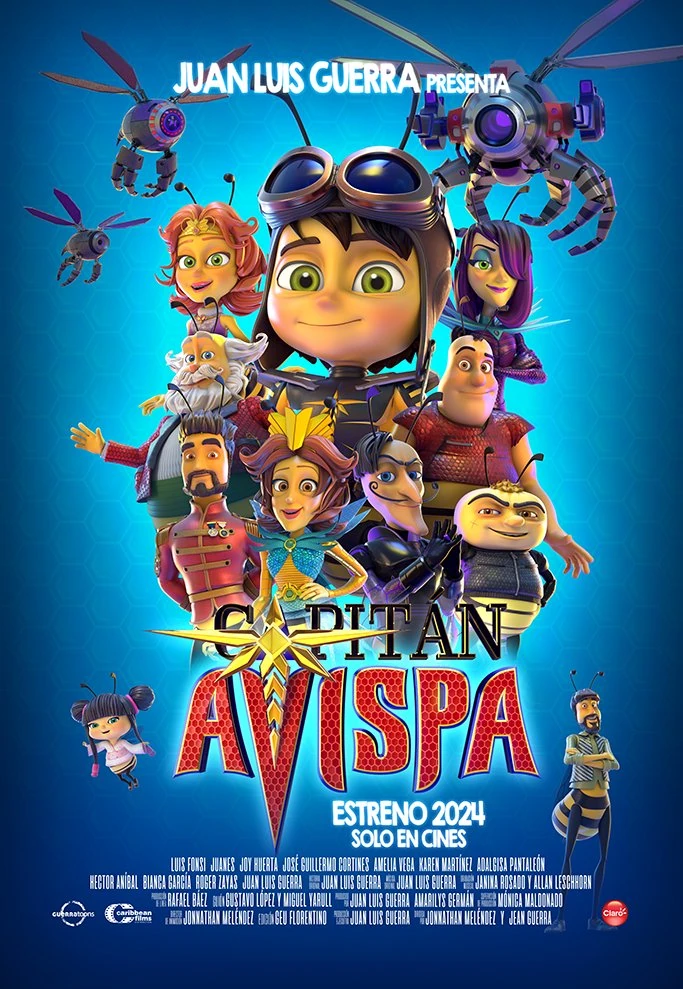 Póster de Capitán Avispa, película producida por Juan Luis Guerra
